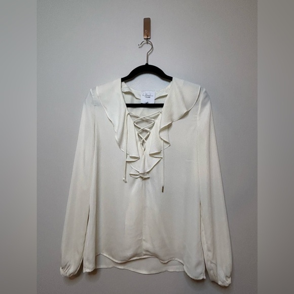 L'Academie Ruffle Boho Blouse Cream Color size XS - Picture 3 of 7